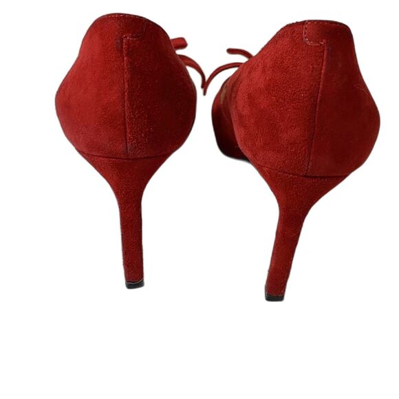 Creazione Taccetti Italian Red Suede Bow Detail Pointed Toe Heels Size 38.5/8US - Picture 12 of 15